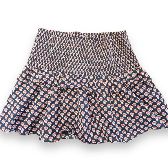 Chelsea & Violet Foulard Stamp Print Smocked Yoke Tiered Ruffle Mini Skirt | XL - Picture 11 of 11